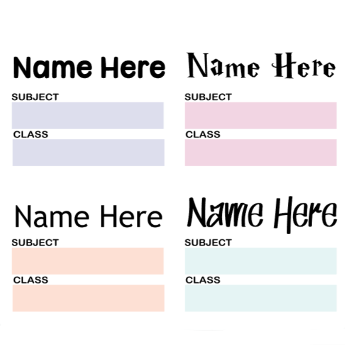 Personalised Subject Book Label - Plain